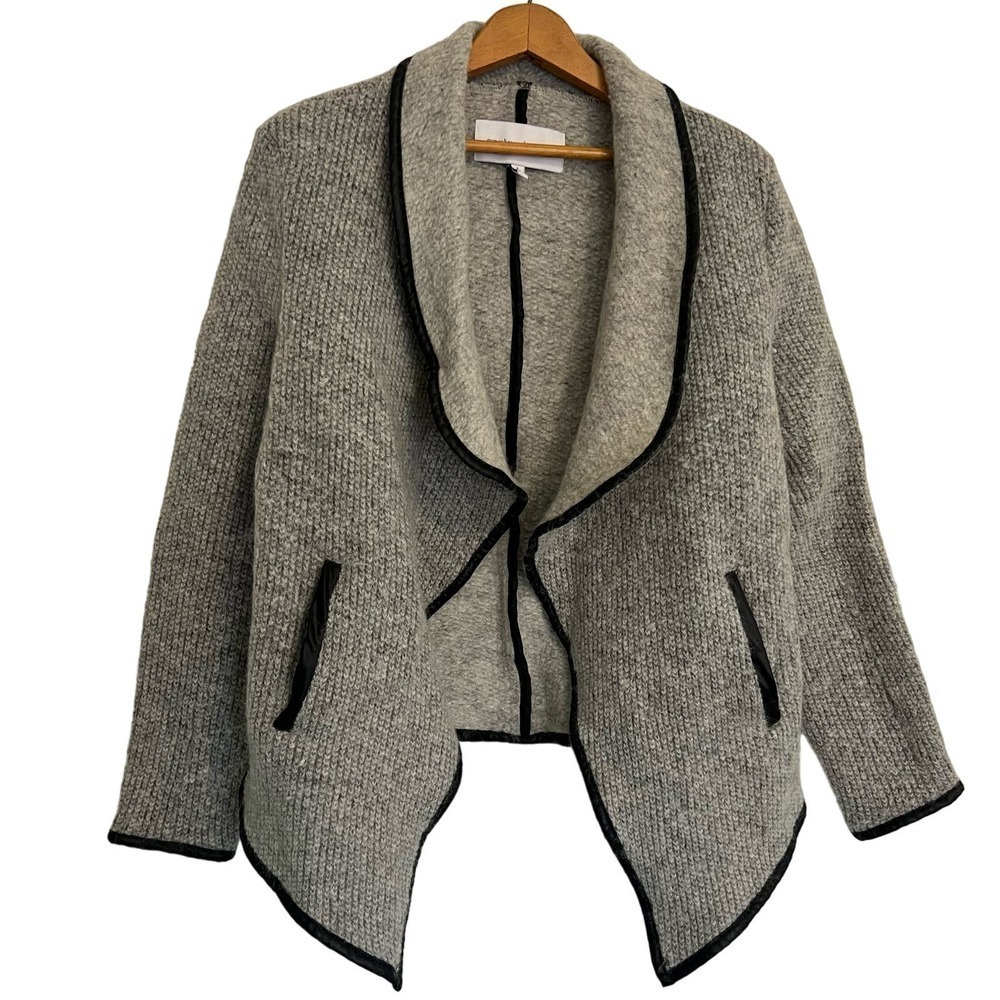 Cupcakes and Cashmere gray open front jacket heavy sweater wool blend L